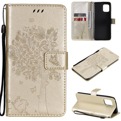Tree & Cat Pattern Pressed Printing Horizontal Flip PU Leather Case with Holder & Card Slots & Wallet & Lanyard, For LG Stylo 7 5G / 4G, For OPPO F19 / A74 4G, For OPPO A93 5G / A74 5G, For OPPO A94 4G / F19 Pro / Reno 5F                               ...