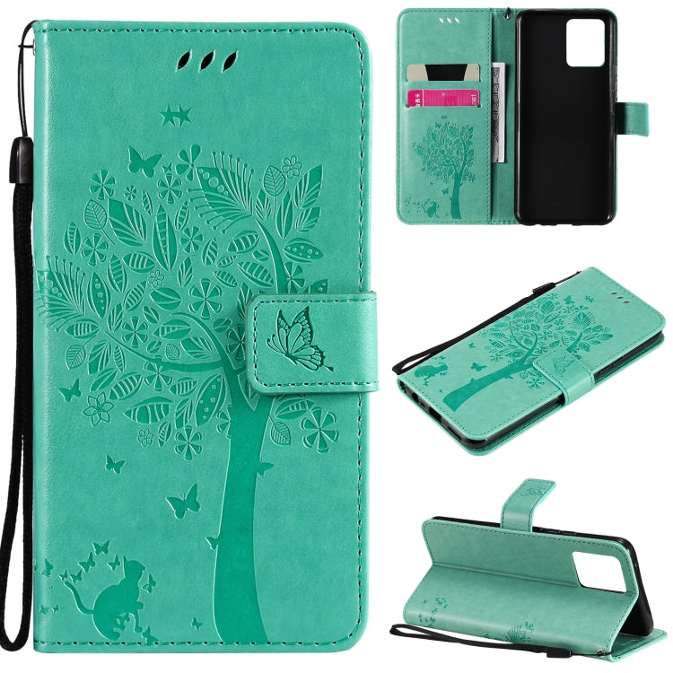 Tree & Cat Pattern Pressed Printing Horizontal Flip PU Leather Case with Holder & Card Slots & Wallet & Lanyard, For LG Stylo 7 5G / 4G, For OPPO F19 / A74 4G, For OPPO A93 5G / A74 5G, For OPPO A94 4G / F19 Pro / Reno 5F                               ...