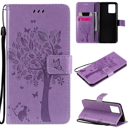 Tree & Cat Pattern Pressed Printing Horizontal Flip PU Leather Case with Holder & Card Slots & Wallet & Lanyard, For LG Stylo 7 5G / 4G, For OPPO F19 / A74 4G, For OPPO A93 5G / A74 5G, For OPPO A94 4G / F19 Pro / Reno 5F                               ...