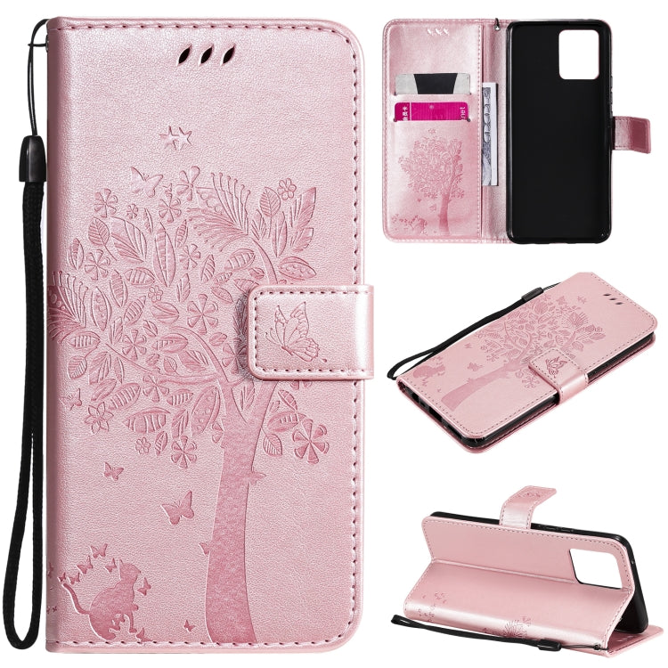 Tree & Cat Pattern Pressed Printing Horizontal Flip PU Leather Case with Holder & Card Slots & Wallet & Lanyard, For LG Stylo 7 5G / 4G, For OPPO F19 / A74 4G, For OPPO A93 5G / A74 5G, For OPPO A94 4G / F19 Pro / Reno 5F                               ...
