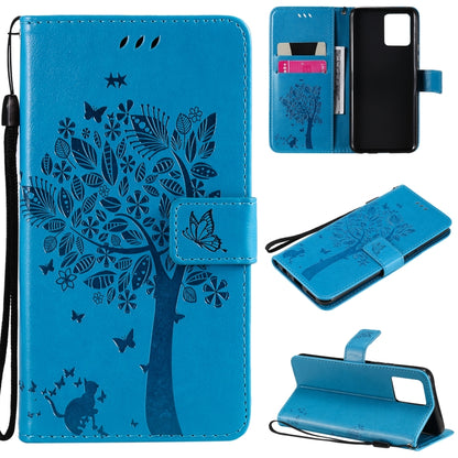 Tree & Cat Pattern Pressed Printing Horizontal Flip PU Leather Case with Holder & Card Slots & Wallet & Lanyard, For LG Stylo 7 5G / 4G, For OPPO F19 / A74 4G, For OPPO A93 5G / A74 5G, For OPPO A94 4G / F19 Pro / Reno 5F                               ...