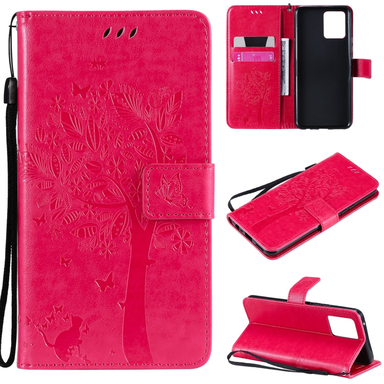 Tree & Cat Pattern Pressed Printing Horizontal Flip PU Leather Case with Holder & Card Slots & Wallet & Lanyard, For LG Stylo 7 5G / 4G, For OPPO F19 / A74 4G, For OPPO A93 5G / A74 5G, For OPPO A94 4G / F19 Pro / Reno 5F                               ...