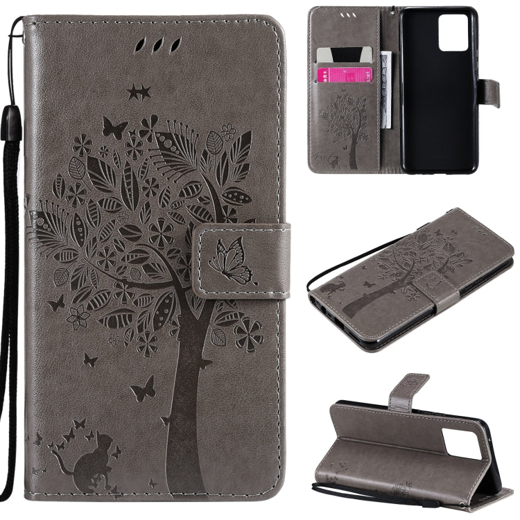 Tree & Cat Pattern Pressed Printing Horizontal Flip PU Leather Case with Holder & Card Slots & Wallet & Lanyard, For LG Stylo 7 5G / 4G, For OPPO F19 / A74 4G, For OPPO A93 5G / A74 5G, For OPPO A94 4G / F19 Pro / Reno 5F                               ...