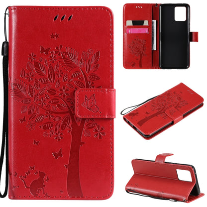 Tree & Cat Pattern Pressed Printing Horizontal Flip PU Leather Case with Holder & Card Slots & Wallet & Lanyard, For LG Stylo 7 5G / 4G, For OPPO F19 / A74 4G, For OPPO A93 5G / A74 5G, For OPPO A94 4G / F19 Pro / Reno 5F                               ...
