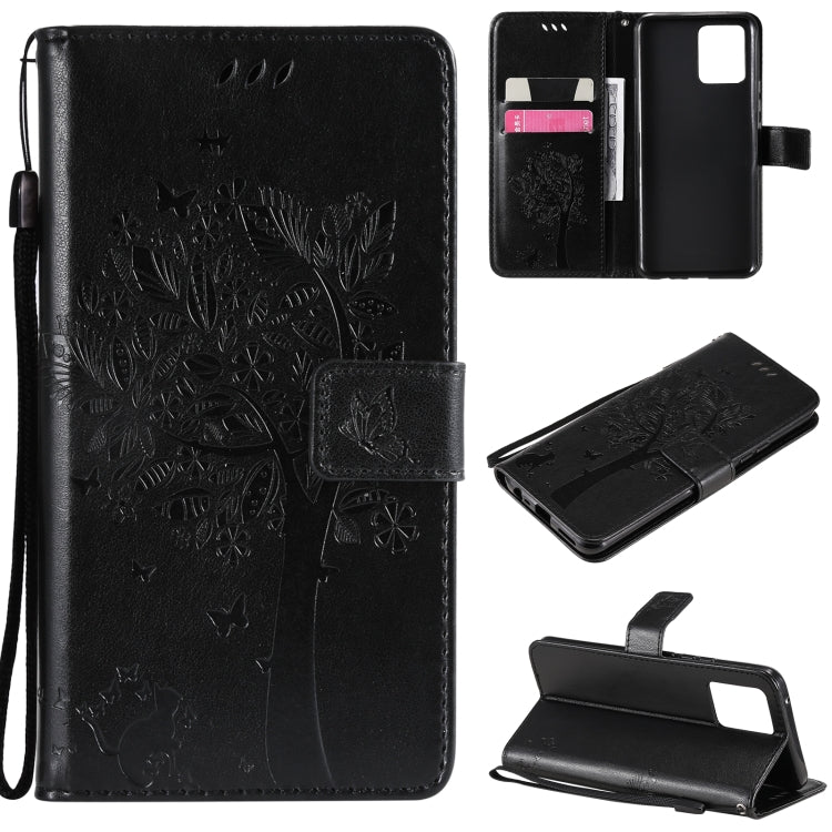 Tree & Cat Pattern Pressed Printing Horizontal Flip PU Leather Case with Holder & Card Slots & Wallet & Lanyard, For LG Stylo 7 5G / 4G, For OPPO F19 / A74 4G, For OPPO A93 5G / A74 5G, For OPPO A94 4G / F19 Pro / Reno 5F                               ...