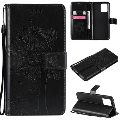 Tree & Cat Pattern Pressed Printing Horizontal Flip PU Leather Case with Holder & Card Slots & Wallet & Lanyard, For LG Stylo 7 5G / 4G, For OPPO F19 / A74 4G, For OPPO A93 5G / A74 5G, For OPPO A94 4G / F19 Pro / Reno 5F                               ...
