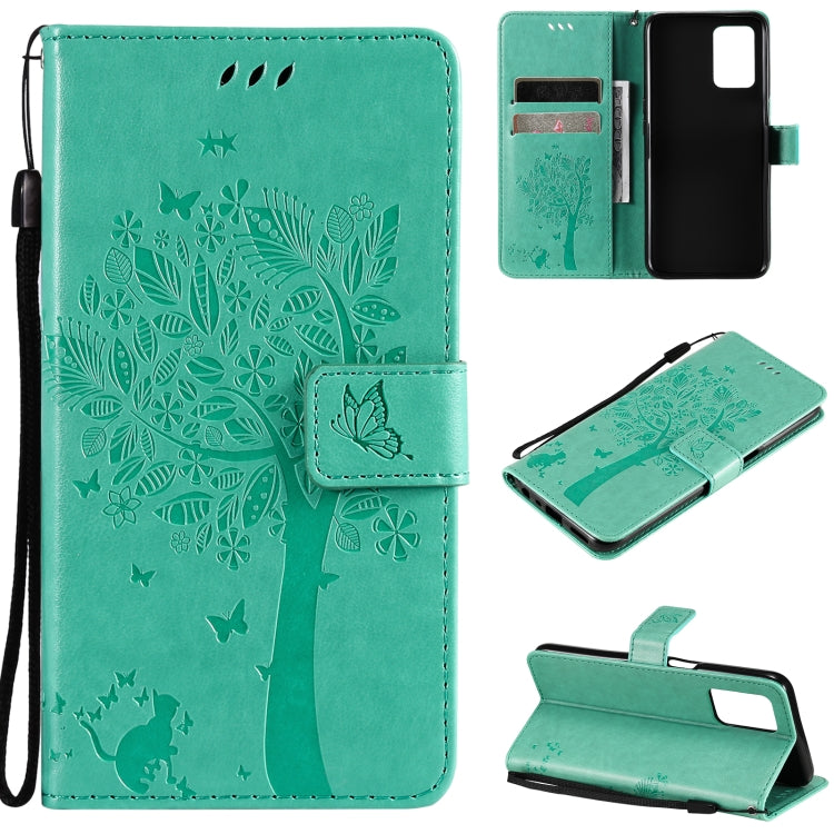 Tree & Cat Pattern Pressed Printing Horizontal Flip PU Leather Case with Holder & Card Slots & Wallet & Lanyard, For LG Stylo 7 5G / 4G, For OPPO F19 / A74 4G, For OPPO A93 5G / A74 5G, For OPPO A94 4G / F19 Pro / Reno 5F                               ...