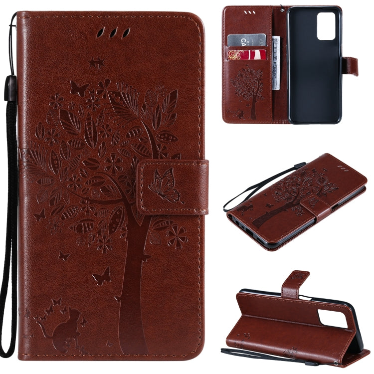 Tree & Cat Pattern Pressed Printing Horizontal Flip PU Leather Case with Holder & Card Slots & Wallet & Lanyard, For LG Stylo 7 5G / 4G, For OPPO F19 / A74 4G, For OPPO A93 5G / A74 5G, For OPPO A94 4G / F19 Pro / Reno 5F                               ...