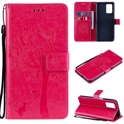 Tree & Cat Pattern Pressed Printing Horizontal Flip PU Leather Case with Holder & Card Slots & Wallet & Lanyard, For LG Stylo 7 5G / 4G, For OPPO F19 / A74 4G, For OPPO A93 5G / A74 5G, For OPPO A94 4G / F19 Pro / Reno 5F                               ...