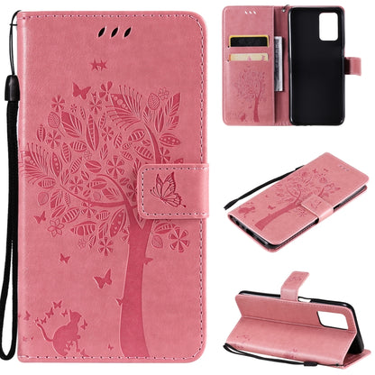 Tree & Cat Pattern Pressed Printing Horizontal Flip PU Leather Case with Holder & Card Slots & Wallet & Lanyard, For LG Stylo 7 5G / 4G, For OPPO F19 / A74 4G, For OPPO A93 5G / A74 5G, For OPPO A94 4G / F19 Pro / Reno 5F                               ...