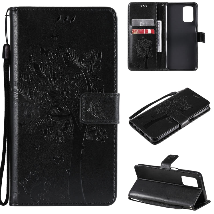 Tree & Cat Pattern Pressed Printing Horizontal Flip PU Leather Case with Holder & Card Slots & Wallet & Lanyard, For LG Stylo 7 5G / 4G, For OPPO F19 / A74 4G, For OPPO A93 5G / A74 5G, For OPPO A94 4G / F19 Pro / Reno 5F                               ...