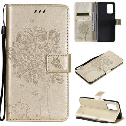 Tree & Cat Pattern Pressed Printing Horizontal Flip PU Leather Case with Holder & Card Slots & Wallet & Lanyard, For LG Stylo 7 5G / 4G, For OPPO F19 / A74 4G, For OPPO A93 5G / A74 5G, For OPPO A94 4G / F19 Pro / Reno 5F                               ...