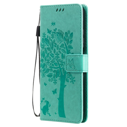 Tree & Cat Pattern Pressed Printing Horizontal Flip PU Leather Case with Holder & Card Slots & Wallet & Lanyard, For Xiaomi Redmi Note 10 4G, For Xiaomi Redmi Note 10 Pro, For Samsung Galaxy A32 4G, For Samsung Galaxy S21 FE, For Xiaomi Mi 11 Lite 5G  ...
