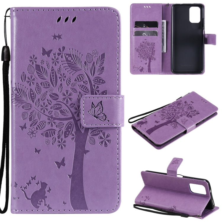 Tree & Cat Pattern Pressed Printing Horizontal Flip PU Leather Case with Holder & Card Slots & Wallet & Lanyard, For Xiaomi Redmi Note 10 4G, For Xiaomi Redmi Note 10 Pro, For Samsung Galaxy A32 4G, For Samsung Galaxy S21 FE, For Xiaomi Mi 11 Lite 5G  ...