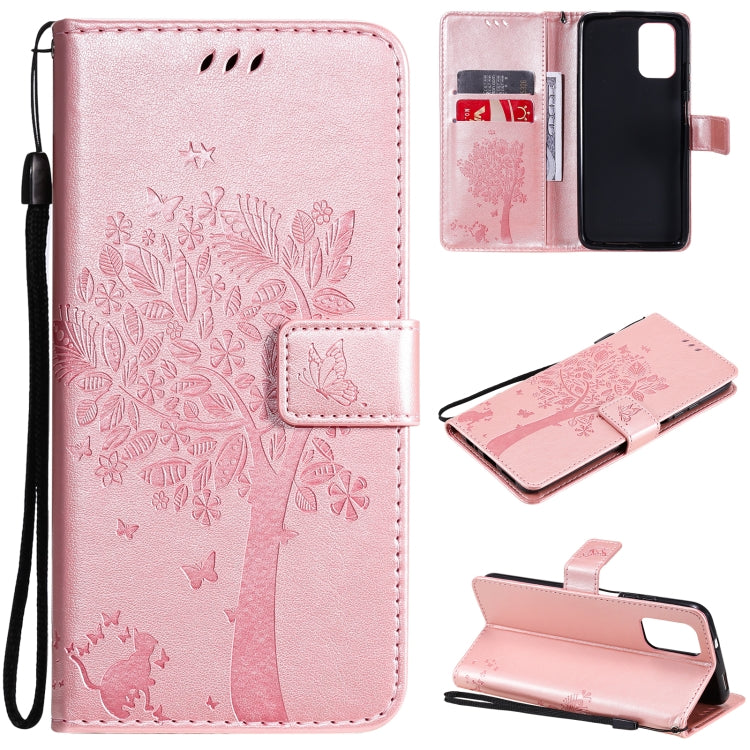 Tree & Cat Pattern Pressed Printing Horizontal Flip PU Leather Case with Holder & Card Slots & Wallet & Lanyard, For Xiaomi Redmi Note 10 4G, For Xiaomi Redmi Note 10 Pro, For Samsung Galaxy A32 4G, For Samsung Galaxy S21 FE, For Xiaomi Mi 11 Lite 5G  ...