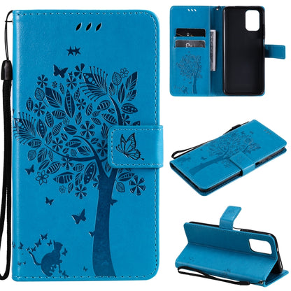 Tree & Cat Pattern Pressed Printing Horizontal Flip PU Leather Case with Holder & Card Slots & Wallet & Lanyard, For Xiaomi Redmi Note 10 4G, For Xiaomi Redmi Note 10 Pro, For Samsung Galaxy A32 4G, For Samsung Galaxy S21 FE, For Xiaomi Mi 11 Lite 5G  ...