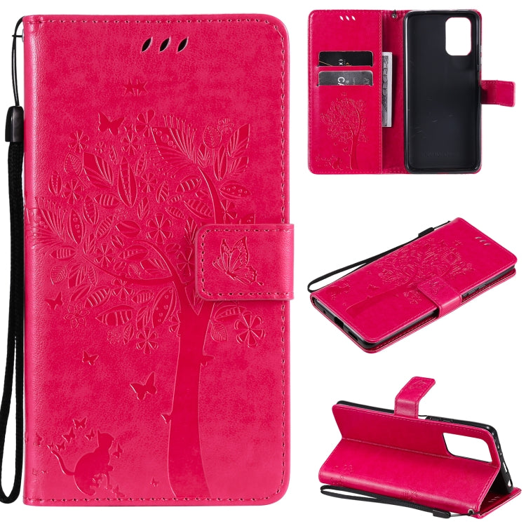 Tree & Cat Pattern Pressed Printing Horizontal Flip PU Leather Case with Holder & Card Slots & Wallet & Lanyard, For Xiaomi Redmi Note 10 4G, For Xiaomi Redmi Note 10 Pro, For Samsung Galaxy A32 4G, For Samsung Galaxy S21 FE, For Xiaomi Mi 11 Lite 5G  ...