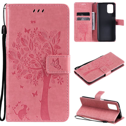 Tree & Cat Pattern Pressed Printing Horizontal Flip PU Leather Case with Holder & Card Slots & Wallet & Lanyard, For Xiaomi Redmi Note 10 4G, For Xiaomi Redmi Note 10 Pro, For Samsung Galaxy A32 4G, For Samsung Galaxy S21 FE, For Xiaomi Mi 11 Lite 5G  ...