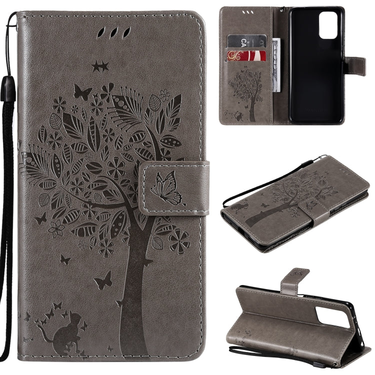 Tree & Cat Pattern Pressed Printing Horizontal Flip PU Leather Case with Holder & Card Slots & Wallet & Lanyard, For Xiaomi Redmi Note 10 4G, For Xiaomi Redmi Note 10 Pro, For Samsung Galaxy A32 4G, For Samsung Galaxy S21 FE, For Xiaomi Mi 11 Lite 5G  ...