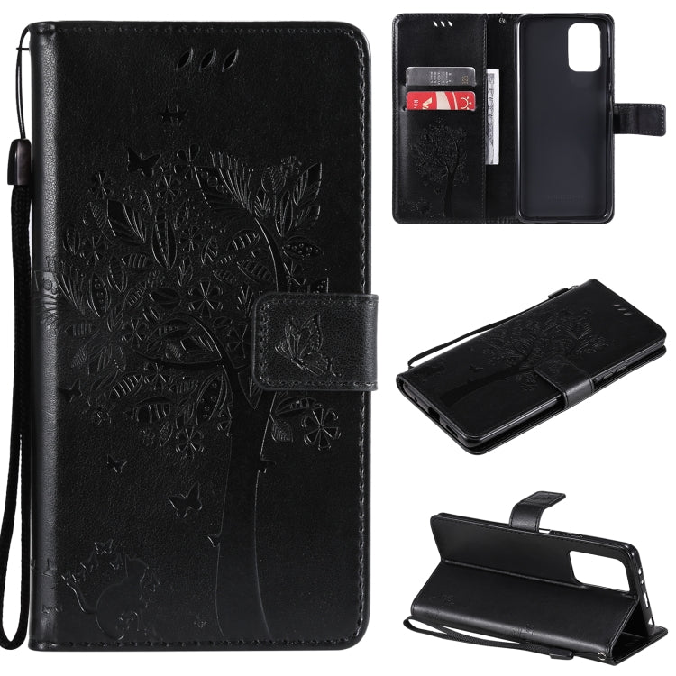 Tree & Cat Pattern Pressed Printing Horizontal Flip PU Leather Case with Holder & Card Slots & Wallet & Lanyard, For Xiaomi Redmi Note 10 4G, For Xiaomi Redmi Note 10 Pro, For Samsung Galaxy A32 4G, For Samsung Galaxy S21 FE, For Xiaomi Mi 11 Lite 5G  ...