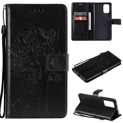 Tree & Cat Pattern Pressed Printing Horizontal Flip PU Leather Case with Holder & Card Slots & Wallet & Lanyard, For Xiaomi Redmi Note 10 4G, For Xiaomi Redmi Note 10 Pro, For Samsung Galaxy A32 4G, For Samsung Galaxy S21 FE, For Xiaomi Mi 11 Lite 5G  ...