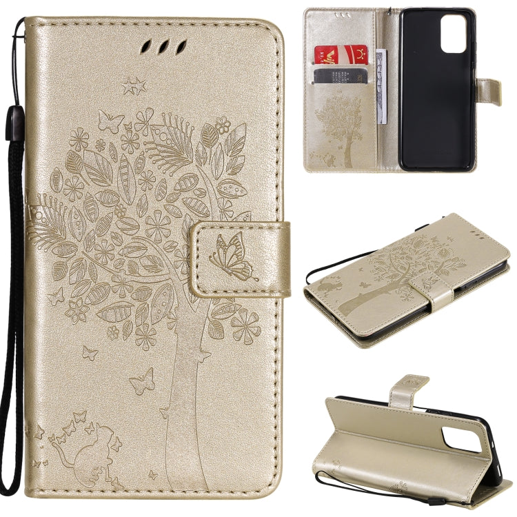 Tree & Cat Pattern Pressed Printing Horizontal Flip PU Leather Case with Holder & Card Slots & Wallet & Lanyard, For Xiaomi Redmi Note 10 4G, For Xiaomi Redmi Note 10 Pro, For Samsung Galaxy A32 4G, For Samsung Galaxy S21 FE, For Xiaomi Mi 11 Lite 5G  ...