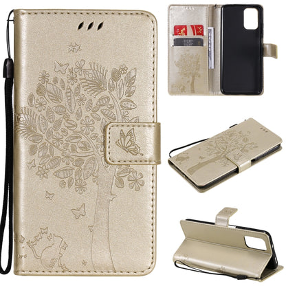 Tree & Cat Pattern Pressed Printing Horizontal Flip PU Leather Case with Holder & Card Slots & Wallet & Lanyard, For Xiaomi Redmi Note 10 4G, For Xiaomi Redmi Note 10 Pro, For Samsung Galaxy A32 4G, For Samsung Galaxy S21 FE, For Xiaomi Mi 11 Lite 5G  ...