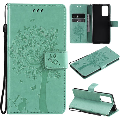 Tree & Cat Pattern Pressed Printing Horizontal Flip PU Leather Case with Holder & Card Slots & Wallet & Lanyard, For Xiaomi Redmi Note 10 4G, For Xiaomi Redmi Note 10 Pro, For Samsung Galaxy A32 4G, For Samsung Galaxy S21 FE, For Xiaomi Mi 11 Lite 5G  ...