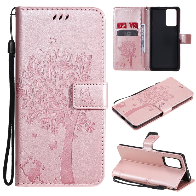 Tree & Cat Pattern Pressed Printing Horizontal Flip PU Leather Case with Holder & Card Slots & Wallet & Lanyard, For Xiaomi Redmi Note 10 4G, For Xiaomi Redmi Note 10 Pro, For Samsung Galaxy A32 4G, For Samsung Galaxy S21 FE, For Xiaomi Mi 11 Lite 5G  ...