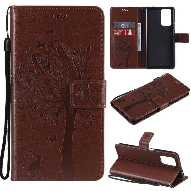 Tree & Cat Pattern Pressed Printing Horizontal Flip PU Leather Case with Holder & Card Slots & Wallet & Lanyard, For Xiaomi Redmi Note 10 4G, For Xiaomi Redmi Note 10 Pro, For Samsung Galaxy A32 4G, For Samsung Galaxy S21 FE, For Xiaomi Mi 11 Lite 5G  ...