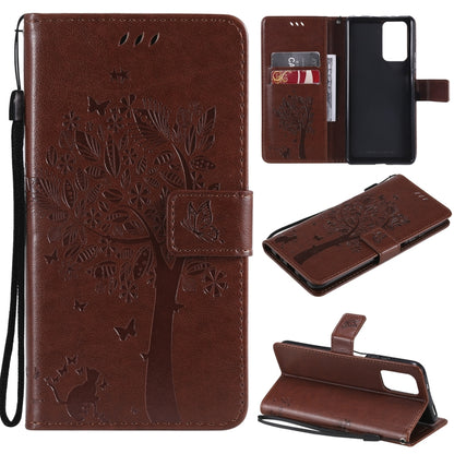 Tree & Cat Pattern Pressed Printing Horizontal Flip PU Leather Case with Holder & Card Slots & Wallet & Lanyard, For Xiaomi Redmi Note 10 4G, For Xiaomi Redmi Note 10 Pro, For Samsung Galaxy A32 4G, For Samsung Galaxy S21 FE, For Xiaomi Mi 11 Lite 5G  ...