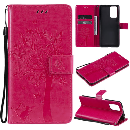Tree & Cat Pattern Pressed Printing Horizontal Flip PU Leather Case with Holder & Card Slots & Wallet & Lanyard, For Xiaomi Redmi Note 10 4G, For Xiaomi Redmi Note 10 Pro, For Samsung Galaxy A32 4G, For Samsung Galaxy S21 FE, For Xiaomi Mi 11 Lite 5G  ...