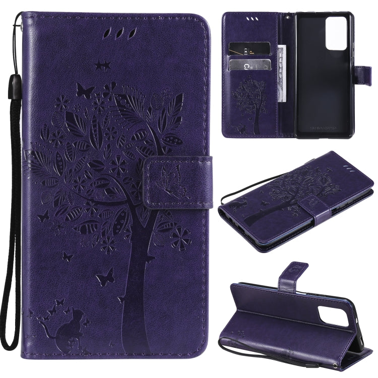 Tree & Cat Pattern Pressed Printing Horizontal Flip PU Leather Case with Holder & Card Slots & Wallet & Lanyard, For Xiaomi Redmi Note 10 4G, For Xiaomi Redmi Note 10 Pro, For Samsung Galaxy A32 4G, For Samsung Galaxy S21 FE, For Xiaomi Mi 11 Lite 5G  ...