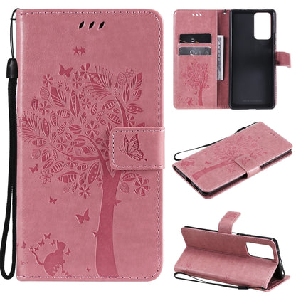 Tree & Cat Pattern Pressed Printing Horizontal Flip PU Leather Case with Holder & Card Slots & Wallet & Lanyard, For Xiaomi Redmi Note 10 4G, For Xiaomi Redmi Note 10 Pro, For Samsung Galaxy A32 4G, For Samsung Galaxy S21 FE, For Xiaomi Mi 11 Lite 5G  ...