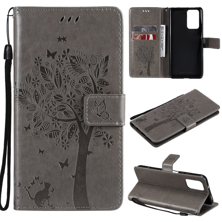 Tree & Cat Pattern Pressed Printing Horizontal Flip PU Leather Case with Holder & Card Slots & Wallet & Lanyard, For Xiaomi Redmi Note 10 4G, For Xiaomi Redmi Note 10 Pro, For Samsung Galaxy A32 4G, For Samsung Galaxy S21 FE, For Xiaomi Mi 11 Lite 5G  ...