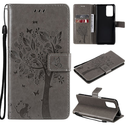 Tree & Cat Pattern Pressed Printing Horizontal Flip PU Leather Case with Holder & Card Slots & Wallet & Lanyard, For Xiaomi Redmi Note 10 4G, For Xiaomi Redmi Note 10 Pro, For Samsung Galaxy A32 4G, For Samsung Galaxy S21 FE, For Xiaomi Mi 11 Lite 5G  ...