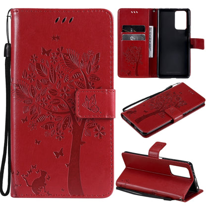 Tree & Cat Pattern Pressed Printing Horizontal Flip PU Leather Case with Holder & Card Slots & Wallet & Lanyard, For Xiaomi Redmi Note 10 4G, For Xiaomi Redmi Note 10 Pro, For Samsung Galaxy A32 4G, For Samsung Galaxy S21 FE, For Xiaomi Mi 11 Lite 5G  ...