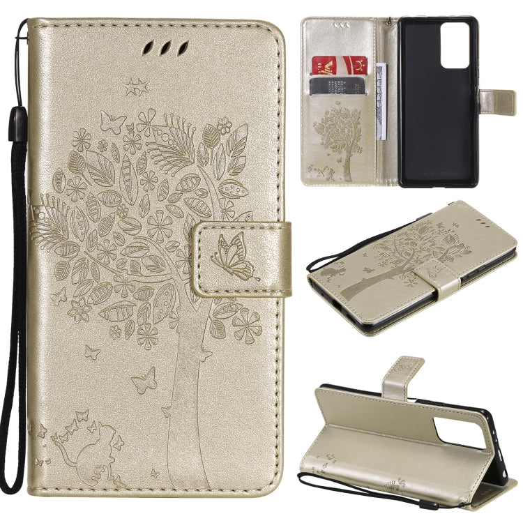 Tree & Cat Pattern Pressed Printing Horizontal Flip PU Leather Case with Holder & Card Slots & Wallet & Lanyard, For Xiaomi Redmi Note 10 4G, For Xiaomi Redmi Note 10 Pro, For Samsung Galaxy A32 4G, For Samsung Galaxy S21 FE, For Xiaomi Mi 11 Lite 5G  ...