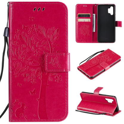 Tree & Cat Pattern Pressed Printing Horizontal Flip PU Leather Case with Holder & Card Slots & Wallet & Lanyard, For Xiaomi Redmi Note 10 4G, For Xiaomi Redmi Note 10 Pro, For Samsung Galaxy A32 4G, For Samsung Galaxy S21 FE, For Xiaomi Mi 11 Lite 5G  ...