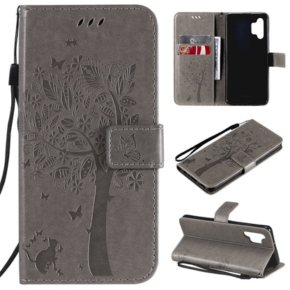 Tree & Cat Pattern Pressed Printing Horizontal Flip PU Leather Case with Holder & Card Slots & Wallet & Lanyard, For Xiaomi Redmi Note 10 4G, For Xiaomi Redmi Note 10 Pro, For Samsung Galaxy A32 4G, For Samsung Galaxy S21 FE, For Xiaomi Mi 11 Lite 5G  ...