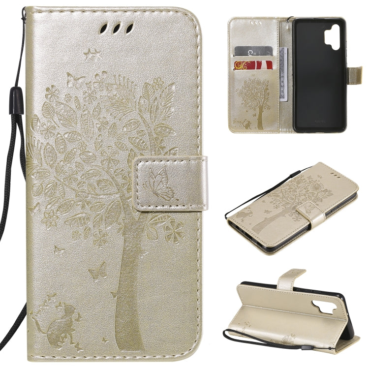 Tree & Cat Pattern Pressed Printing Horizontal Flip PU Leather Case with Holder & Card Slots & Wallet & Lanyard, For Xiaomi Redmi Note 10 4G, For Xiaomi Redmi Note 10 Pro, For Samsung Galaxy A32 4G, For Samsung Galaxy S21 FE, For Xiaomi Mi 11 Lite 5G  ...