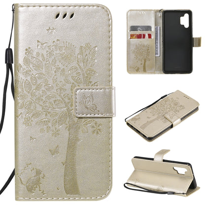 Tree & Cat Pattern Pressed Printing Horizontal Flip PU Leather Case with Holder & Card Slots & Wallet & Lanyard, For Xiaomi Redmi Note 10 4G, For Xiaomi Redmi Note 10 Pro, For Samsung Galaxy A32 4G, For Samsung Galaxy S21 FE, For Xiaomi Mi 11 Lite 5G  ...