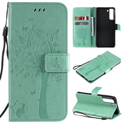 Tree & Cat Pattern Pressed Printing Horizontal Flip PU Leather Case with Holder & Card Slots & Wallet & Lanyard, For Xiaomi Redmi Note 10 4G, For Xiaomi Redmi Note 10 Pro, For Samsung Galaxy A32 4G, For Samsung Galaxy S21 FE, For Xiaomi Mi 11 Lite 5G  ...