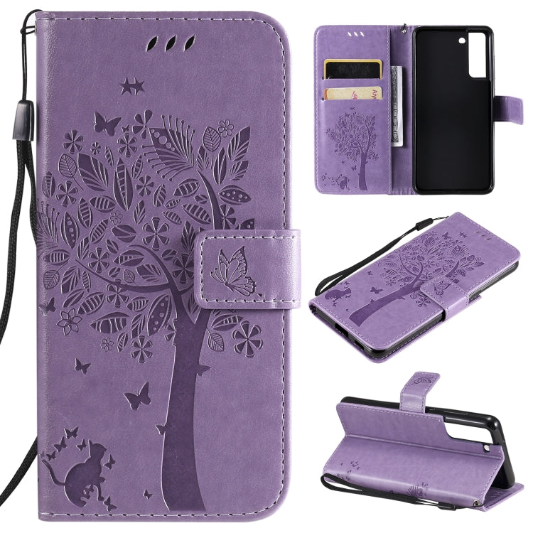 Tree & Cat Pattern Pressed Printing Horizontal Flip PU Leather Case with Holder & Card Slots & Wallet & Lanyard, For Xiaomi Redmi Note 10 4G, For Xiaomi Redmi Note 10 Pro, For Samsung Galaxy A32 4G, For Samsung Galaxy S21 FE, For Xiaomi Mi 11 Lite 5G  ...