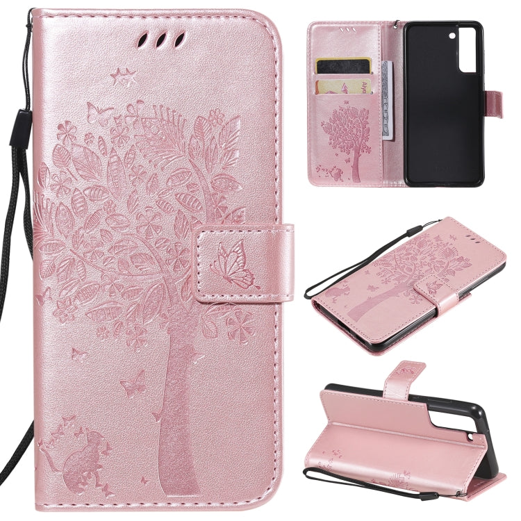 Tree & Cat Pattern Pressed Printing Horizontal Flip PU Leather Case with Holder & Card Slots & Wallet & Lanyard, For Xiaomi Redmi Note 10 4G, For Xiaomi Redmi Note 10 Pro, For Samsung Galaxy A32 4G, For Samsung Galaxy S21 FE, For Xiaomi Mi 11 Lite 5G  ...