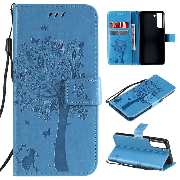 Tree & Cat Pattern Pressed Printing Horizontal Flip PU Leather Case with Holder & Card Slots & Wallet & Lanyard, For Xiaomi Redmi Note 10 4G, For Xiaomi Redmi Note 10 Pro, For Samsung Galaxy A32 4G, For Samsung Galaxy S21 FE, For Xiaomi Mi 11 Lite 5G  ...