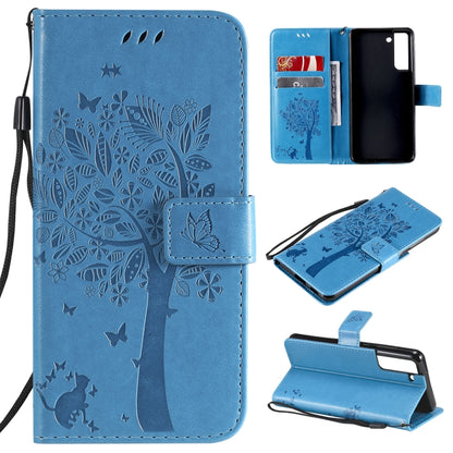 Tree & Cat Pattern Pressed Printing Horizontal Flip PU Leather Case with Holder & Card Slots & Wallet & Lanyard, For Xiaomi Redmi Note 10 4G, For Xiaomi Redmi Note 10 Pro, For Samsung Galaxy A32 4G, For Samsung Galaxy S21 FE, For Xiaomi Mi 11 Lite 5G  ...