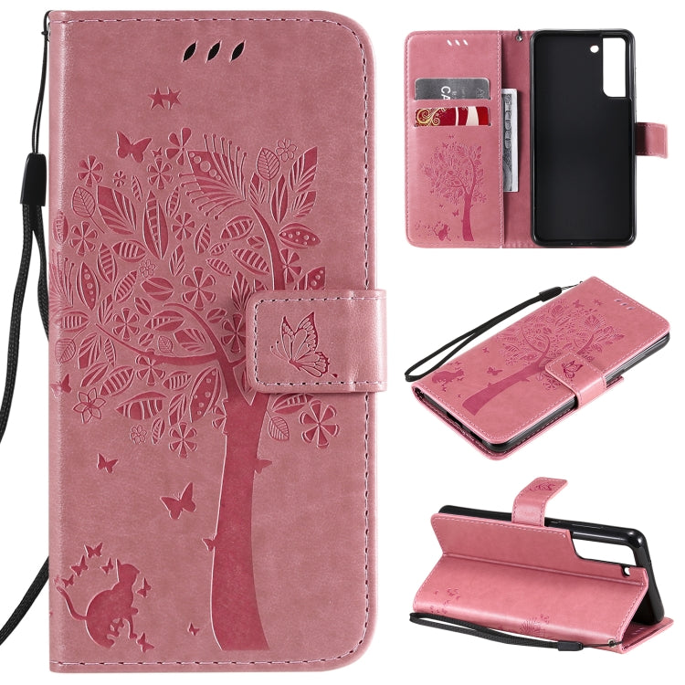 Tree & Cat Pattern Pressed Printing Horizontal Flip PU Leather Case with Holder & Card Slots & Wallet & Lanyard, For Xiaomi Redmi Note 10 4G, For Xiaomi Redmi Note 10 Pro, For Samsung Galaxy A32 4G, For Samsung Galaxy S21 FE, For Xiaomi Mi 11 Lite 5G  ...