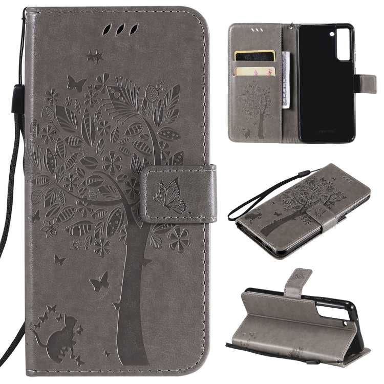 Tree & Cat Pattern Pressed Printing Horizontal Flip PU Leather Case with Holder & Card Slots & Wallet & Lanyard, For Xiaomi Redmi Note 10 4G, For Xiaomi Redmi Note 10 Pro, For Samsung Galaxy A32 4G, For Samsung Galaxy S21 FE, For Xiaomi Mi 11 Lite 5G  ...