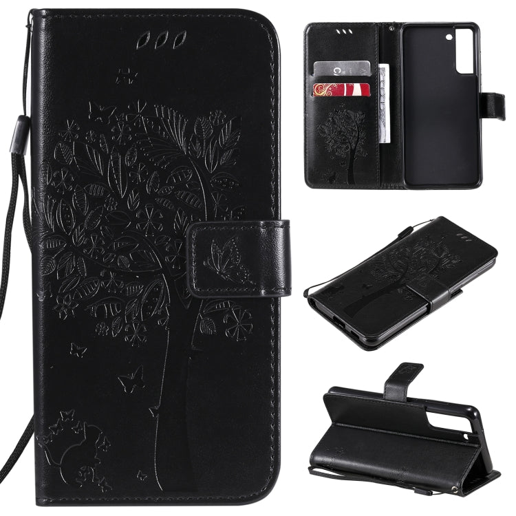 Tree & Cat Pattern Pressed Printing Horizontal Flip PU Leather Case with Holder & Card Slots & Wallet & Lanyard, For Xiaomi Redmi Note 10 4G, For Xiaomi Redmi Note 10 Pro, For Samsung Galaxy A32 4G, For Samsung Galaxy S21 FE, For Xiaomi Mi 11 Lite 5G  ...